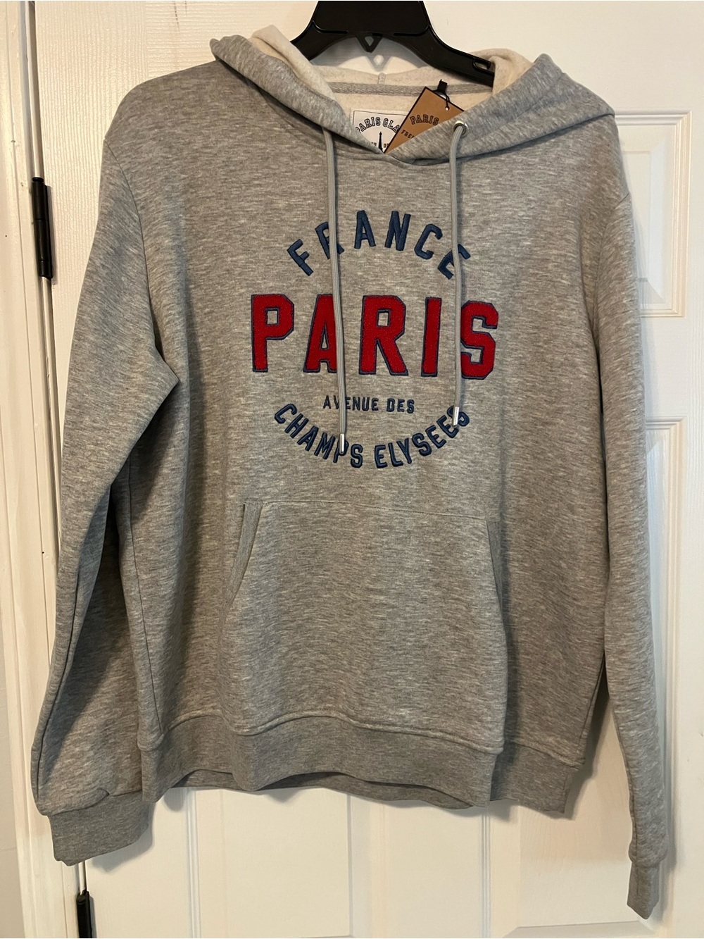 Paris Glam Gray Embroidered Hooded Sweatshirt Mens Size XL-NWT!